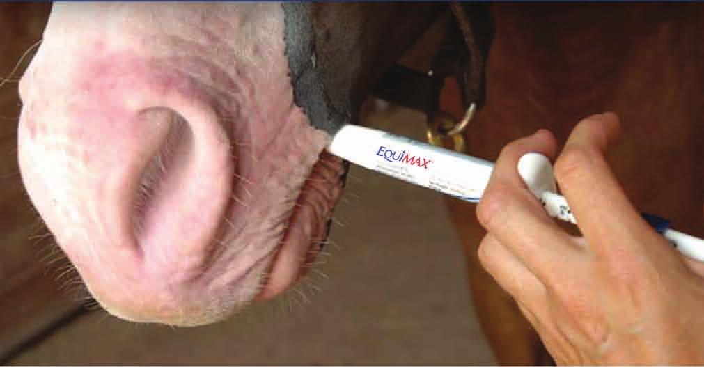 Administration The EQUIMAX syringe makes deworming easy and accurate. Sturdy, lockable adjuster ensures accuracy of dosing.