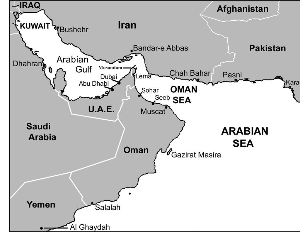 Figure 2. Map of Arabian Gulf region with collection location of Musandam indicated.