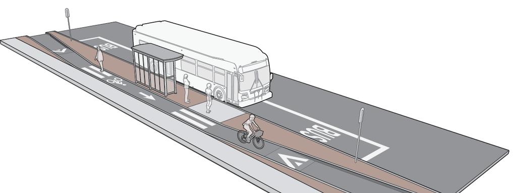 Example Transit Stop with Protected Bike Lane,