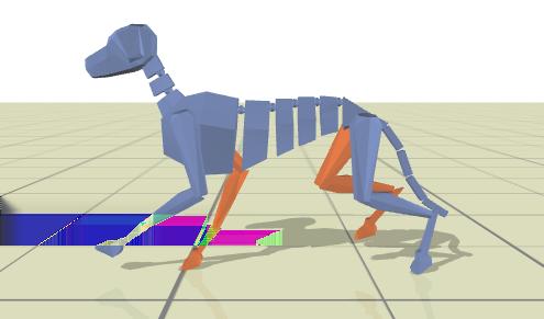 (a) Display mesh (b) Collision proxies (c) Joint hierarchy Figure 9: Quadruped construction.