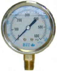 Polycarbonate lens Bourdon tube design 1/4" MPT brass lower mount connection Specially designed for potable H 2 O systems, these gauges are ideal for the measurement of system pressure.