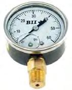 BOSHART INDUSTRIES 6-5 March 21/11 LIQUID FILLED PRESSURE GAUGE - 2" DIAL Black Steel Case General Purpose not for use with oxygen Window: Polycarbonate Brass Connection 3-2-3% Accuracy