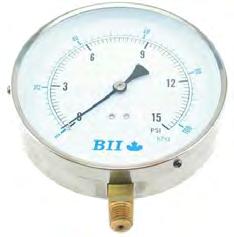 BOSHART INDUSTRIES 6-7 March 21/11 CONTRACTOR GAUGE - 4 1/2" DIAL Application: Fluid medium which does not clog connection or corrode copper alloy #304 Stainless Steel case and bezel Accuracy: +/- 1.