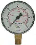 0% Full Scale Value 4 1/2" Dial Face Window: Clear Acrylic Plastic Readjustable Pointer Gauges 15 to 600 PSI tapped for restrictor screw (not included) Gauges of 1000 PSI or more tapped and supplied