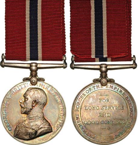 COLONIAL PERMANENT FORCES LONG SERVICE AND GOOD CONDUCT MEDAL YEARS 18 years service SERVICE Permanent Forces Army & Air Force / Navy until 1925 RANKS NCOs and Men DATES 1909 to 1932 BARS There was