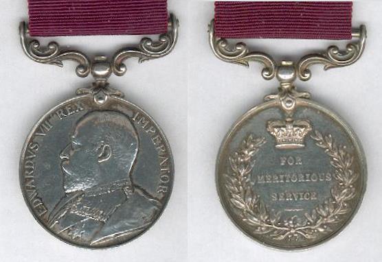 LONG SERVICE AND GOOD CONDUCT (ARMY) MEDAL YEARS 18 years service SERVICE Permanent Forces of Canada RANKS Warrant Officers, NCOs and men DATES 1902 to 1909 BARS There was no bar to the medal.