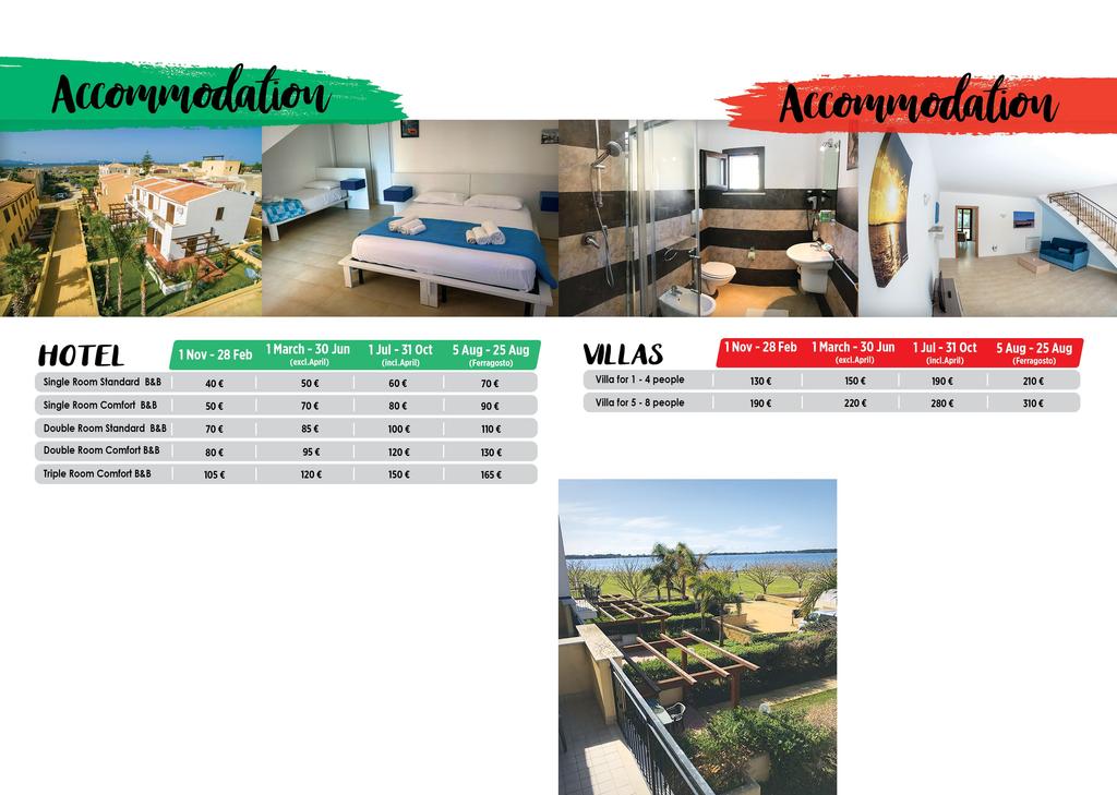 PRICE IS PER VILLA PER DAY Reservation is only upon hotel availability, FINAL CLEANING INCLUDED. PRICE IS PER ROOM PER DAY - Double Room Comfort first floor with terrace.
