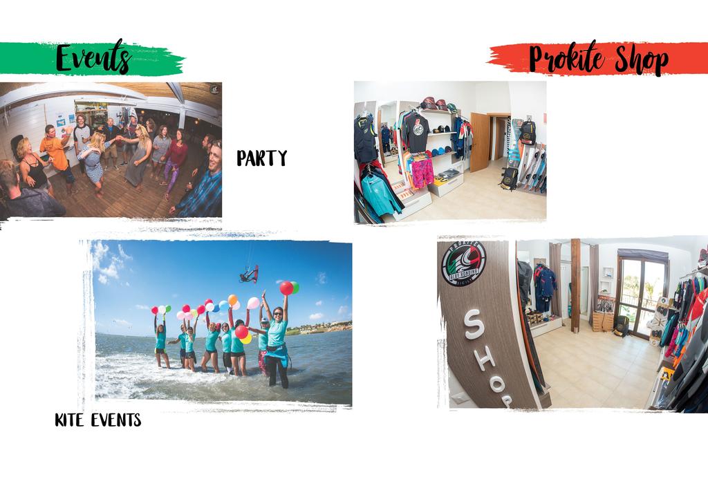 Visit our PROKITE SHOP at our kite station. You can find everything here for kitesurfing & beach fashion: We are organizing parties & evening events every week!