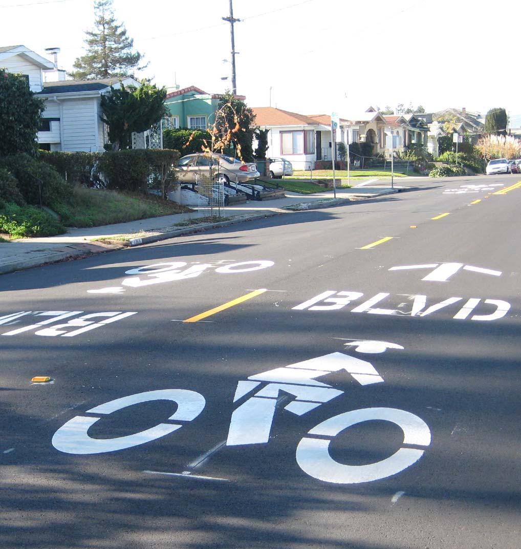 Pavement Markings Increase visibility of bicycle boulevards Reinforce that