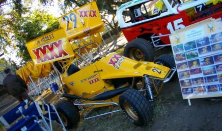 This photo shows the XXXX Sponsored Formula 500 owned by Bob & Margaret Hebert on display at the 2011 RACQ Motorfest held at the Eagle
