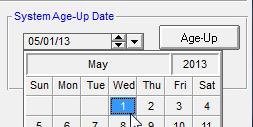 7. Set the Age-up Dates for your new Database and age