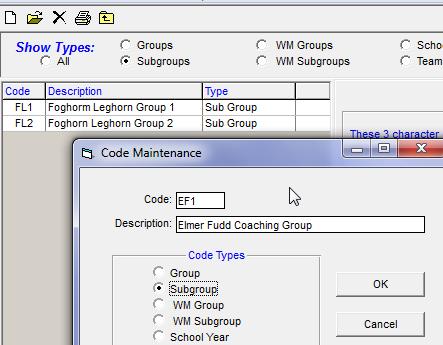 b. Set up Sub-Groups by coach.