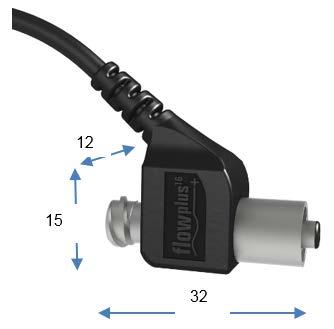 Figure 1: Dimensions of the flowplus 16 Analog Output Signal The active sensor flowplus 16 provides its information as a load.