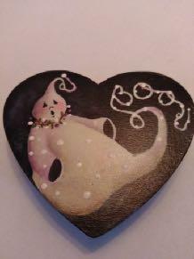 AUGUST PROGRAM - Sharon Sands "Polka-Dotted Ghost" by Jamie Mills-Price Taught by Sharon Sands, ADP This cute little heart shaped ghost can be worn as a pin, put a magnet on it for a refrigerator