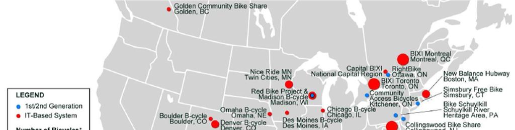 Bikesharing: North America As of January 2012, 19 IT