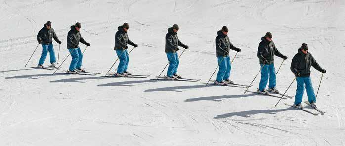A wedge parallel turn with the skis