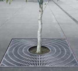 Tree Grates STA Series A radial burst pattern designed to keep out debris yet allow water to the root system.