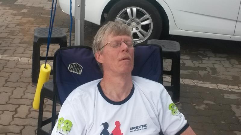 Jaap Willemse taking a nap while