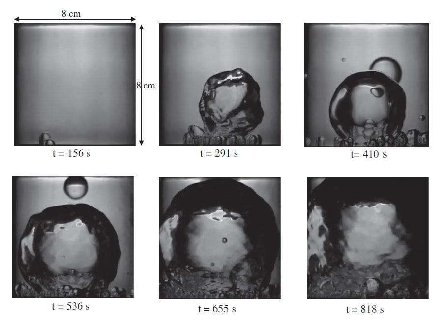Physics of fluids in microgravity 5 EXPERIMENTAL OBSERVATIONS OF BUBBLE DYNAMICS Figure 4: Visual observation of nucleate boiling in microgravity.