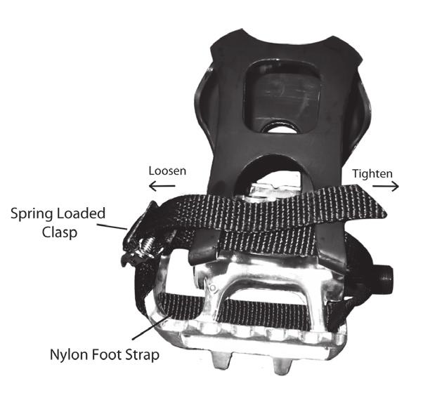 Dual Function Pedals Adjusting The Pedal Straps Place your feet in between the aluminum surface of the pedal and the nylon foot strap that wraps around it.