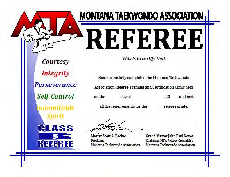 Upon completing the MTA Referee Training and Certification seminar all