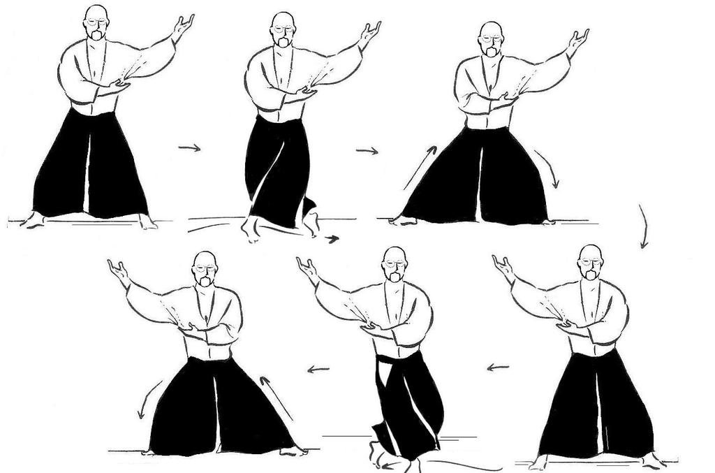 23. Sayu Undo (Arm Swing to Side) Setting your feet a little wider than shoulder width, relaxing your whole upper body, and keeping One Point.