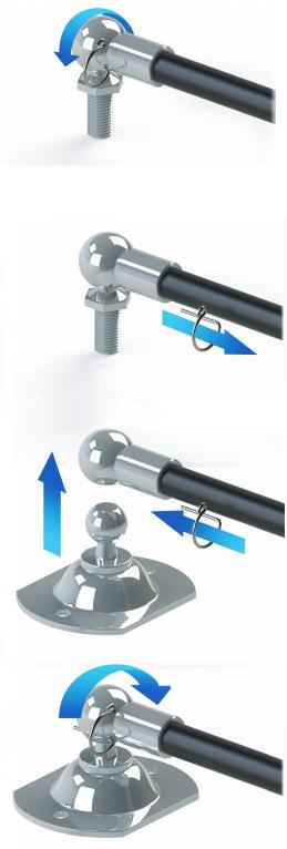 VERSION 4.0 - PAGE 4 FITTING BRACKETS When utilising a bracket with a ball stud/end, the procedure to fit it to the relevant ball joint fitting is as follows: A 1.