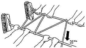 BRUSH AND ROPE TRICK Equipment: two long handled brooms, a length of rope (from a bedroll works great), talcum powder, 3 or five people This activity is part of the Guide Techno-Whiz Challenge. 1.