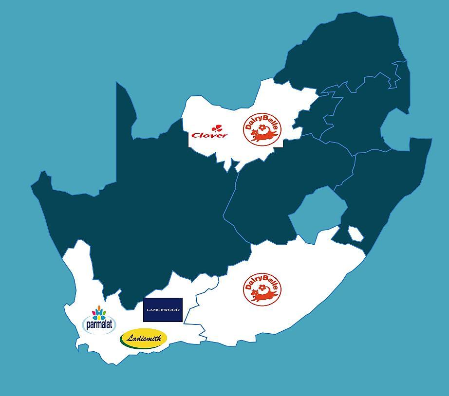 Dairy and Whey Processors in South Africa Five companies dominate the cheese and whey manufacturing market in South Africa.