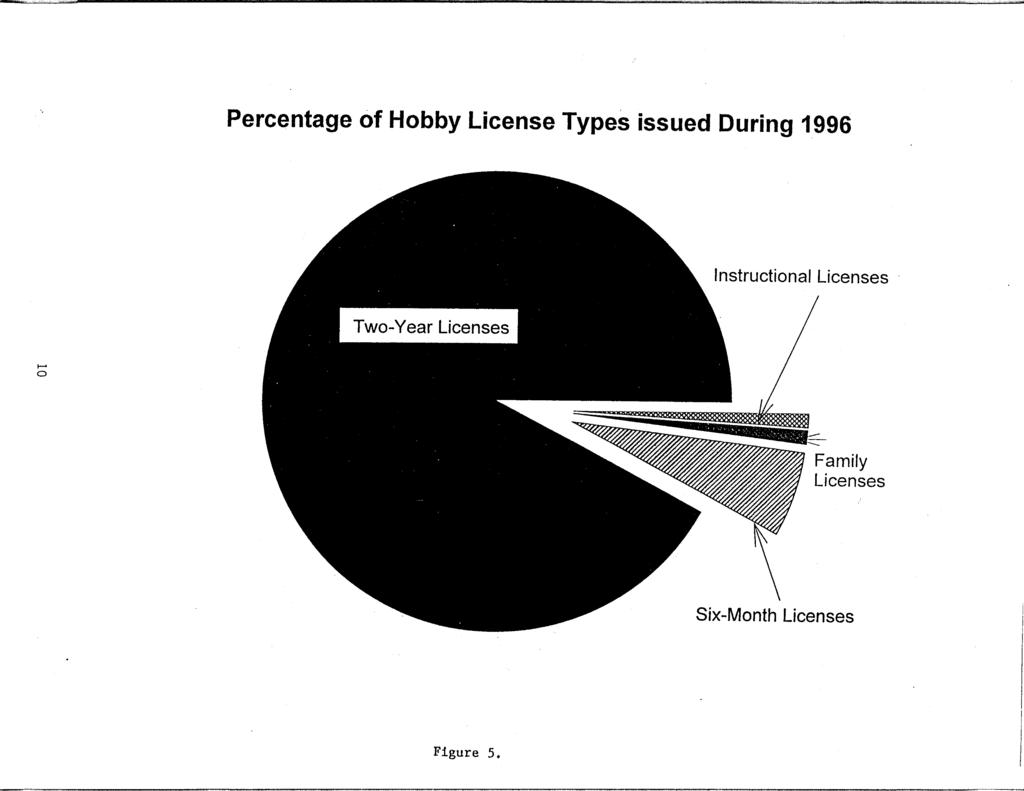 Percenage of Hobby License Types issued During 1996