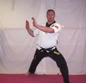 Blocks for the rank of Yellow Belt. 11 pressing left moon fist to opponent left shoulder joint for dislocation.