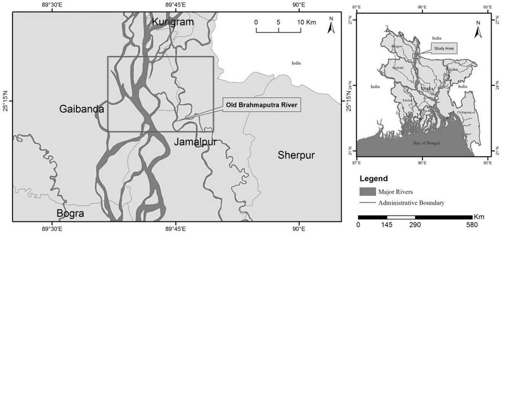 Baki and Gan, 2012,studied riverbank migration and island dynamics of the braided Jamuna River of the Ganges-Brahmaputra basin using multi-temporal Landsat images. Hossain et al.