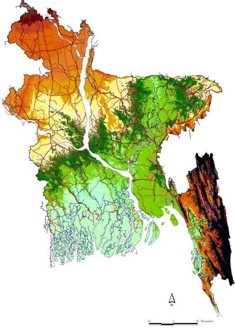 Topography of Bangladesh About 50% of country is below 7.0 m of MSL. About 68% of country is vulnerable to flood.