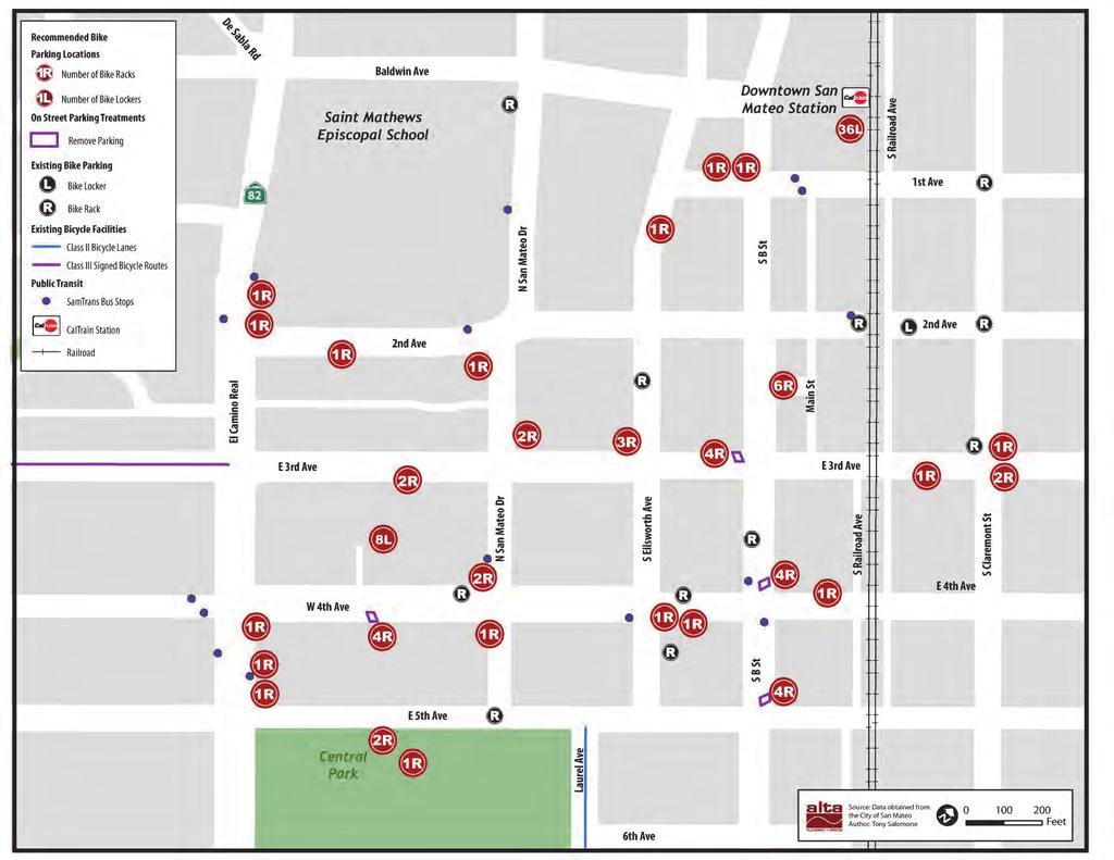 Figure B-: Downtown Bicycle Parking Map City of San