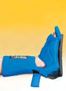 foot orthosis used for positioning and pressure reduction Softgoods completely cover splint leaving no exposed metal against skin No strap closures make it easy for
