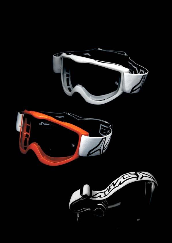 Flexible polyurethane frame Frame shape fits all motocross helmets on the market Anti-fog ventilation system Soft contact foam