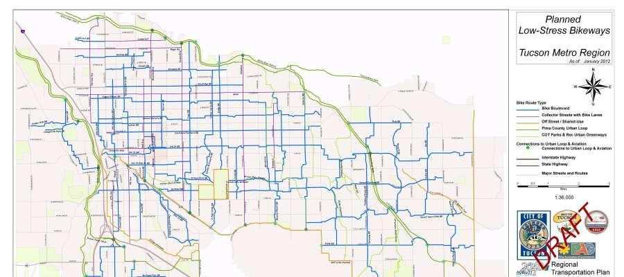 Figure 3-3: Tucson Planned Regional Low-Stress Bikeways