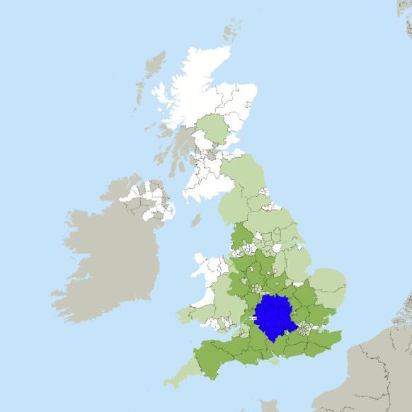 International Horse Trials Ticket Purchasers Location? The density of ticket buyers across the UK by county is shown in this map.
