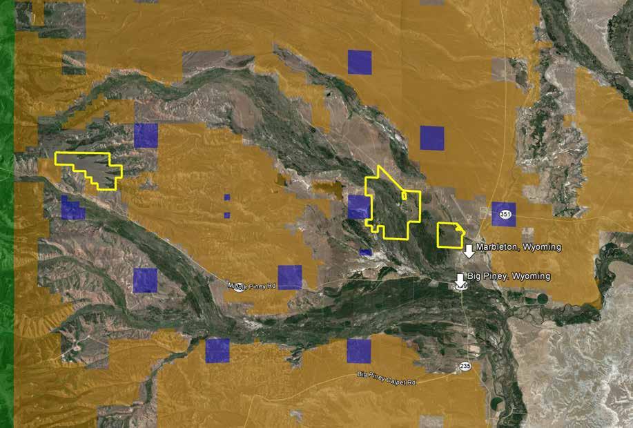 Mickelson Ranch Location and Public Lands Map Blue shading represents Wyoming State land,