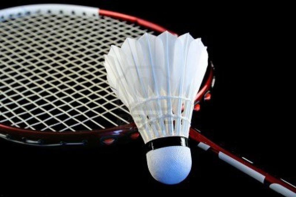 BADMINTON Badminton is a racquet sport played by either two opposing players (singles) or two opposing pairs (doubles), who take positions on opposite halves of a rectangular court divided by a net.