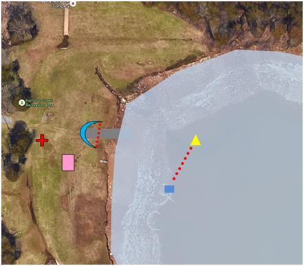 Start/Finish Line Layout ATHLETES WILL START IN-WATER FROM BEHIND AN IMAGINARY LINE (RED DOTS) AT THE FIRST BUOY COURSE SUPPORT VOLUNTEER WILL BE STATIONED TO HELP