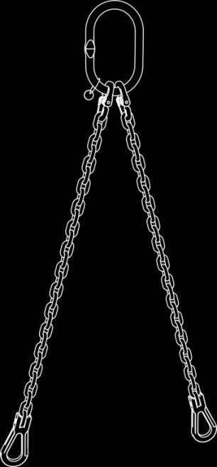 bridles used to implement bridle hangs. Lifting chain (DIN EN 818-4) 2-leg, 8 mm Steel grade 8 Nominal length incl.