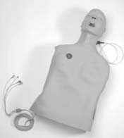 Once your manikin is connected to your patient simulator, you will be able to pick up the ECG waves either through the monitor hook-ups on the skin or through the two disks attached to the skin on