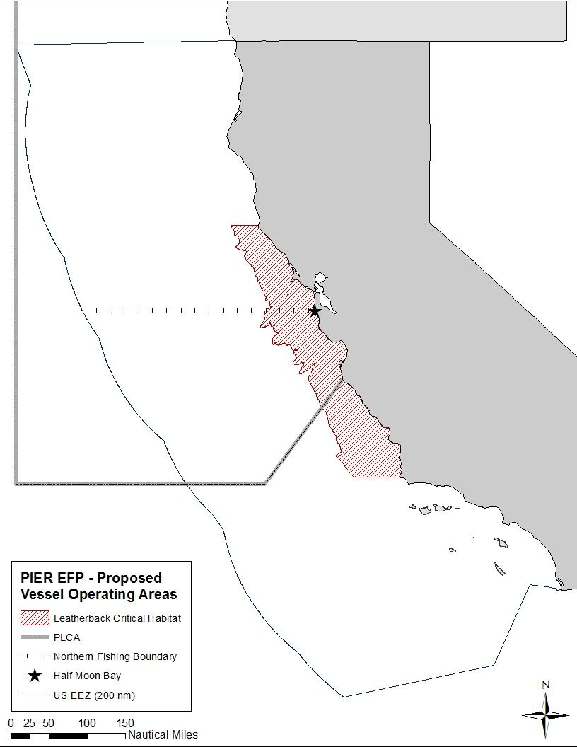 Figure 1: Proposed vessel operating and closure areas for the PIER EFP application.