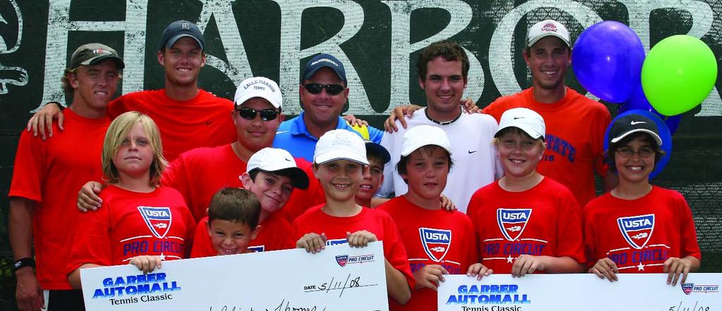 Community & Golf Newsletter June 2008 Doubles finalists Rubin Statham (NZL)/Clinton Thomson (AUS) and winners Thomas Schoeck (GER) / Ross Wilson (USA) with ball kids and Director of Tennis James