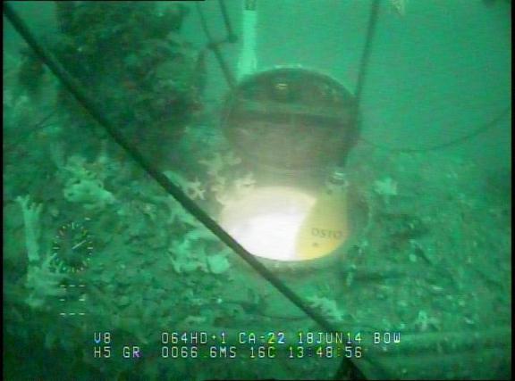 Figure 27 - An ROV Image Recorded while the Modified "Pole Cam" was being inserted into AE2 Figure 28 shows imagery, recorded separately from HD video and the ARIS sonar.