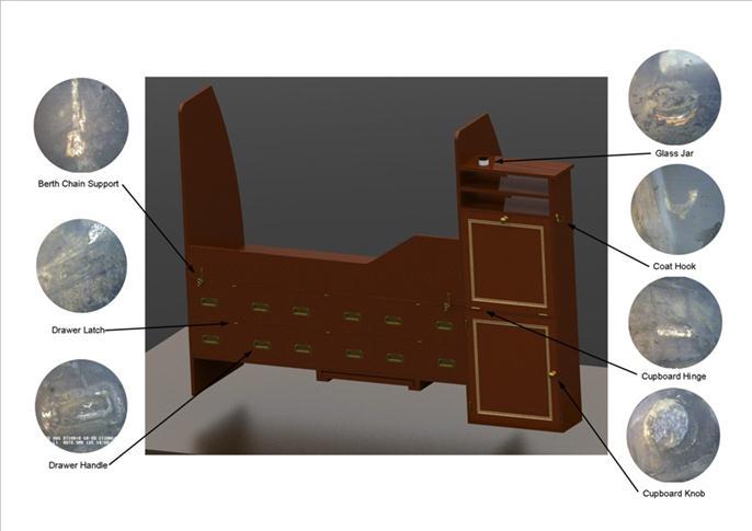 Figure 44 - A 3D Model of the Wardroom showing a Number of Items of Interest 3.6.