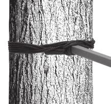 NEVER REMOVE the ropes from the tree nor attempt to climb the ladder unless the 8 /16 stabilizing ropes (M&L) and adjustable support bar assembly (N) is firmly attached to the tree.