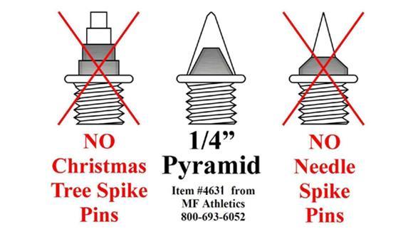 ABSOLUTELY NO NEEDLES or CHRISTMAS TREES. The appropriate spikes will be available at check-in for $2.00 for 12 or $15 per bag of 100.