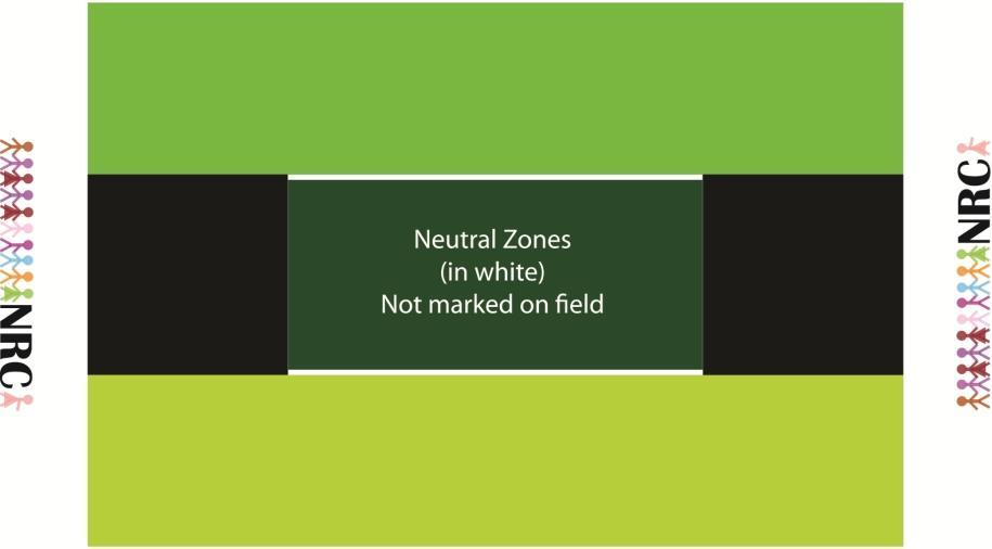 The external sides of the goals are black. 1.3.5 The depth of each goal is 80mm. 1.4. Neutral Zones 1.4.1. There are two neutral zones, shown in white below, defined in the field.
